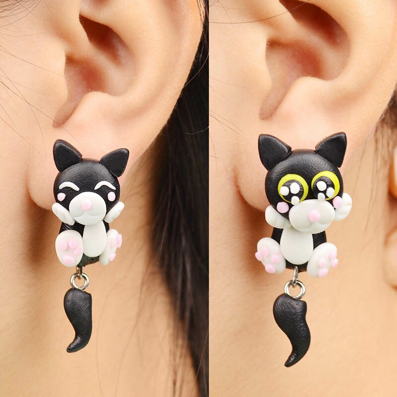 楽天ピアス専門ショップGreen Piercingフィギアピアス（にゃんこ）/1個販売 猫 ねこ キャット バックキャッチピアス 面白 手作り ピアス ユニーク おもちゃ アニマル 動物 立体ピアス 3D おもしろ ファッションピアス シングルピアス メンズ レディース ハンドメイド おもしろピアス 人形 ヌイグルミ 立体