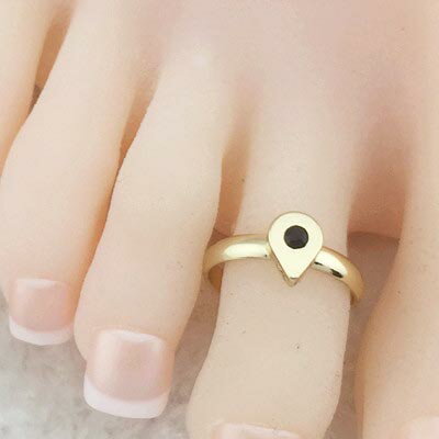 ドロップジュエルトゥリング ゴールド ブラック 金色 黒色 ラインストーン ジルコニア 足の指輪 涙型 シズク型 トーリング 足のリング ピンキーリング フリー...