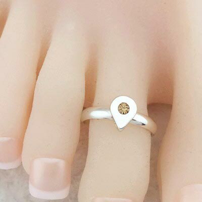 ドロップジュエルトゥリング シルバー イエロー 銀色 ラインストーン ジルコニア 涙型 シズク型 足の指輪 トーリング 足のリング ピンキーリング フリーサイズ...