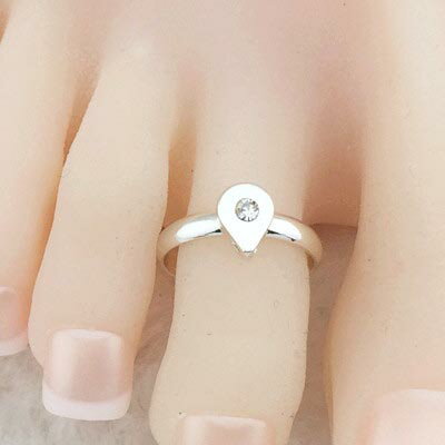 ドロップジュエルトゥリング シルバー クリスタル 銀色 ラインストーン ジルコニア 涙型 シズク型 足の指輪 トーリング 足のリング ピンキーリング フリーサイ...