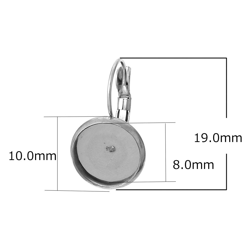 ピアス専門ショップGreen Piercingの10mmミール皿台座付きステンレスレバーバック/1個販売 DIY 手作り ハンドメイド ステンレスピアスパーツ フープリング リングピアス フープピアス 揺れる 金具 チャーム用 バラ売り 卸販売 フリマ フックパーツ 材料 フックピアス 写真 カボション ストーン ガラス 金具｜アングル2