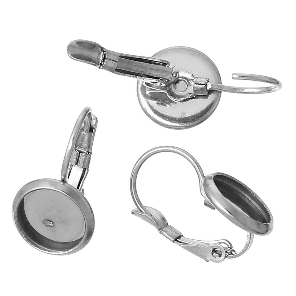 ピアス専門ショップGreen Piercingの10mmミール皿台座付きステンレスレバーバック/1個販売 DIY 手作り ハンドメイド ステンレスピアスパーツ フープリング リングピアス フープピアス 揺れる 金具 チャーム用 バラ売り 卸販売 フリマ フックパーツ 材料 フックピアス 写真 カボション ストーン ガラス 金具｜アングル3