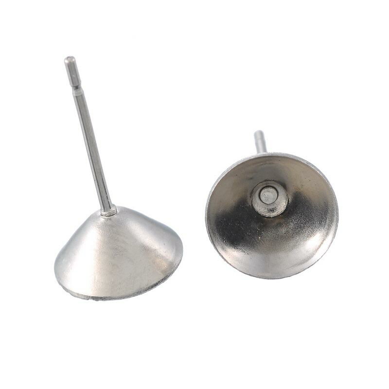 4mmロート台座ステンレスDIY用 スタッドピアス 1個販売 サージカルステンレス316L ステンレスピアス パーツ キャッチピアス ポスト 円錐型 ジルコニア...