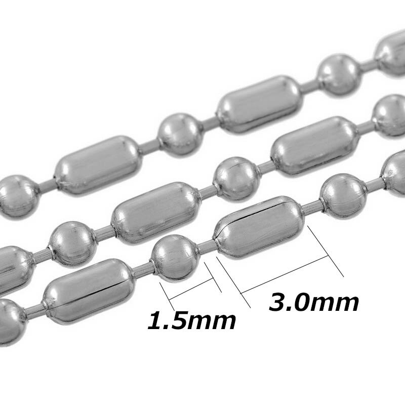 3.0mmx1.5mmカプセルボールステンレスチェーン 10cm単位 サージカルステンレス316L DIY ネックレス ブレスレット アンクレット パーツ 量り売り チョーカー 定番 シンプル プレーン ボールチェーン 計り売り 手作り メンズ レディース ばら売り 3mm 3ミリ 1.5ミリ 細い