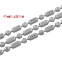 4.0mmx2.0mmカプセルボールステンレスチェーン 10cm単位 サージカルステンレス316L DIY ネックレス ブレスレット アンクレット パーツ 量り...