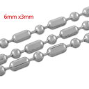 6.0mmx3.0mmカプセルボールステンレスチェーン 10cm単位 サージカルステンレス316L DIY ネックレス ブレスレット アンクレット パーツ 量り...