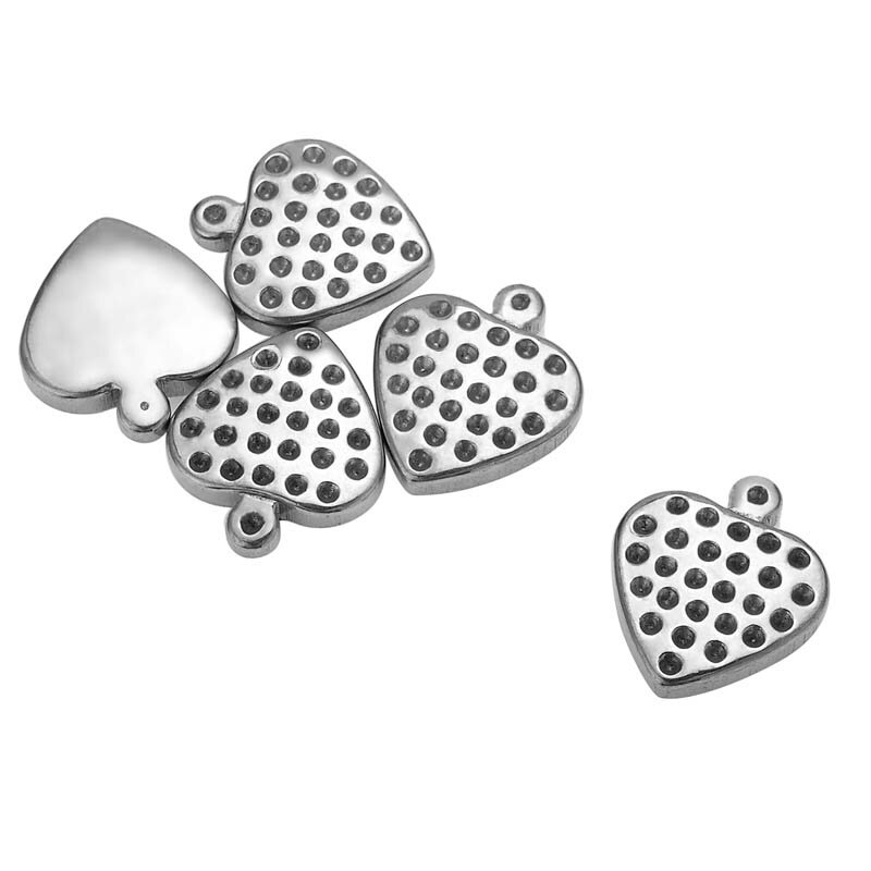 パンチハートステンレスパーツ/1個販売 サージカルステンレス ピアス イヤリング 部品 チャームパーツ 手作り フリマ 金具 DIY 手芸 ハンドメイド デザインパーツ オリジナルピアスを作る トップ 揺れる