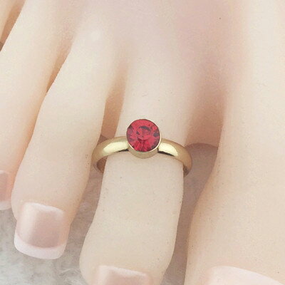 レッドジュエルトゥリング ゴールド 足の指輪 トーリング 足のリング ピンキーリング フリーサイズ レディース メンズ チップリング ミディリング ファランジリ...