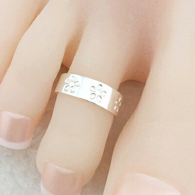 フラワースタンプトゥリング 足の指輪 トーリング 足のリング ピンキーリング フリーサイズ レディース 花 チップリング ミディリング ファランジリング ミニリ...