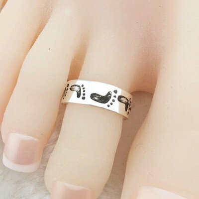 フットマークトゥリング 足の指輪 トーリング 足のリング ピンキーリング フリーサイズ レディース メンズ 足形 おもしろ 面白い シルバー チップリング ミデ...