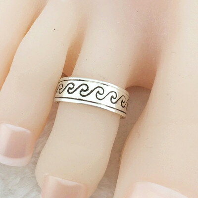 シーウェーブトゥリング 足の指輪 トーリング 足のリング ピンキーリング フリーサイズ レディース メンズ 波 ウエーブ インディアンジュエリー シルバー チッ...