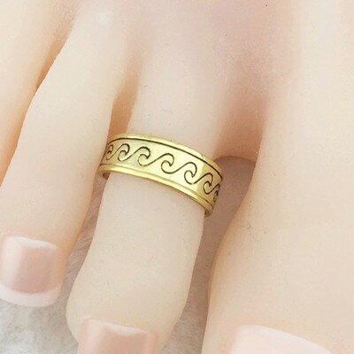 シーウェーブトゥリング ゴールド 金色 インディアンジュエリー 足の指輪 トーリング 足のリング ピンキーリング フリーサイズ レディース メンズ 波 ウエーブ...