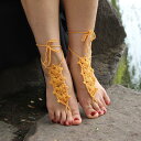 ナスターシャムベアフットサンダル/ペア販売 アンクレット 手作り ハンドメイド 素足 裸足 コットン 綿 手編み 刺繍 レース 裸足 素足 足首 サンダル ブーツ ミュール ビーチ 手首 砂浜 アクセサリー 両足 片足 編み上げ 生足 ボヘミアン トゥリング 足の指輪