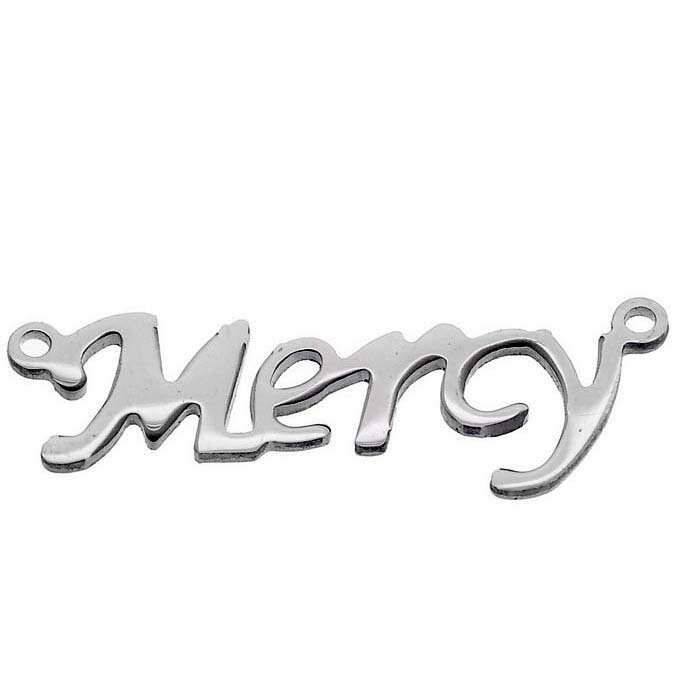 メッセージステンレスパーツ（Mercy）メルシー 英語 アルファベット メッセージ サージカルステンレス316L ペンダント トップ ネックレス ボディピアス ピアス ブレスレット アクセサリー チャーム DIY イヤリング アンクレット メンズ レディース プレゼント
