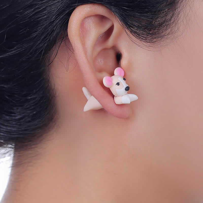 楽天ピアス専門ショップGreen Piercingフィギアピアス（ねずみ）/1個販売 ネズミ 鼠 マウス バックキャッチピアス 面白 手作り ピアス ユニーク おもちゃ アニマル 動物 立体ピアス 3D おもしろ ファッションピアス おもしろピアス 人形 ヌイグルミ 立体 オモシロ ネタ 笑 メンズ レディース ハンドメイド