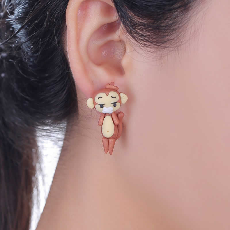 楽天ピアス専門ショップGreen Piercingフィギアピアス（イワザル）/1個販売 猿 さる モンキー バックキャッチピアス 面白 手作り ピアス ユニーク おもちゃ アニマル 動物 立体ピアス 3D おもしろ ファッションピアス シングルピアス メンズ レディース ハンドメイド おもしろピアス 人形 ヌイグルミ 立体