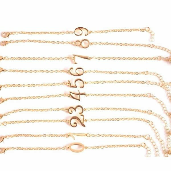 ナンバーズブレスレット（0～9） 腕輪 ブレス メンズ レディース ゴールド 数字 プレゼント 金色 アンクレット アームレット ゴールドチェーン アンクレット 金メッキ プレゼント 男性 女性 記念日 おもしろ 面白い オモシロ ユニーク 個性 誕生日 プレゼント