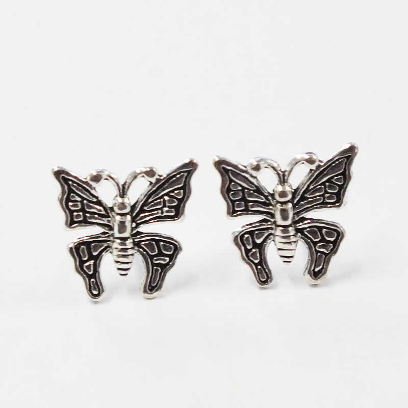 蝶々シルバーピアス/1ペア バタフライ チョウチョウ 20G 20ゲージ シルバー925 スターリングシルバー ..