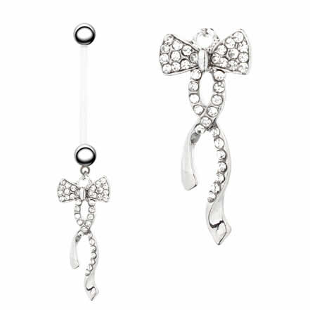 妊婦用 へそピアス ロングリボン 14ゲージ 14G へそぴあす 臍ピアス ヘソピアス ボディピアス テフロン 内径 シャフト 長い 短い 出産祝い 妊娠 マタニティ ホールケア ママ 赤ちゃん ベビー プレゼント ギフト 柔らかい ヘソピ へそぴ ネイブル クリスタル ラインストーン