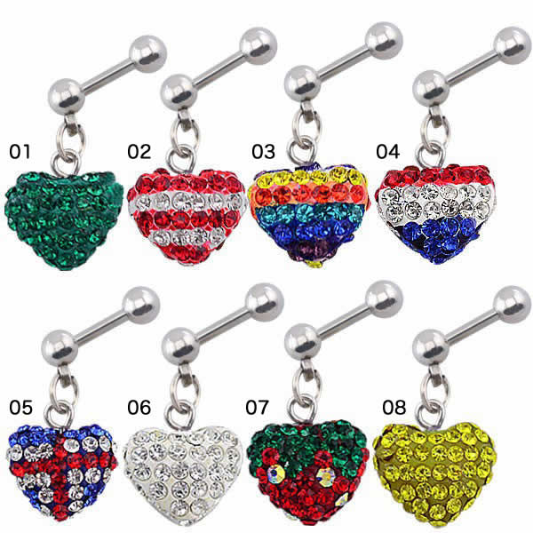 パベハートチャームヘリックス 16ゲージ 16G 軟骨 ヘリックス 耳 ボディピアス トラガス アンテナ ラインストーン ジルコニア クリスタル メンズ レディース サージカルステンレス 低アレルギー ストレートバーベル ネジボール パベボール パヴェボール キラキラ 揺れる