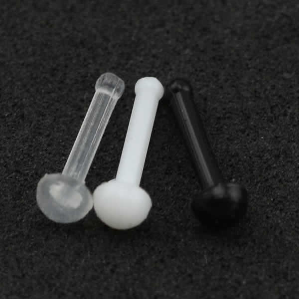 シンプルアクリル鼻ピアス 18G 18ゲージ ボディピアス プラスティック 樹脂 レディース 金属アレルギー対応 ホワイト 白 クリア 透明ピアス ブラック 黒 真っ直ぐ ストレート ノーズスタッド プレーン 隠す 樹脂 プラスチック プレーン キャッチなし ストレート 耳 軟骨