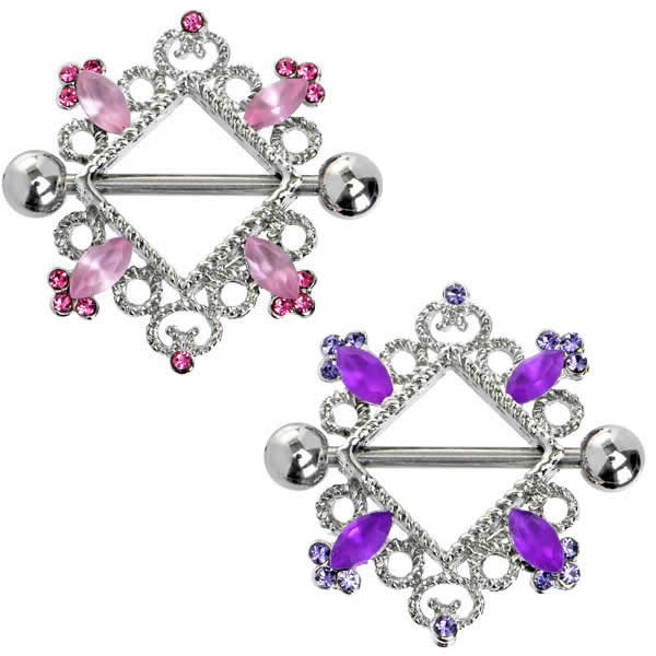 [ 14G ニップル 乳首 ] フォータイムニップルピアス ストレートバーベル シールド 14ゲージ 胸 乳輪 ボ..