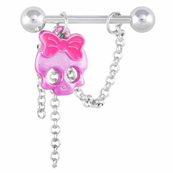 甘めのスカルチャームが大人ロックな雰囲気を醸し出すニップルボディピアス。乳首ピアスにはもちろん、ヘリックスに付けてもかわいい。プレゼントにも人気のニップルピアスです。 スペックバーベル：14ゲージ（1.6mm）内径：16mmボールサイズ（直...