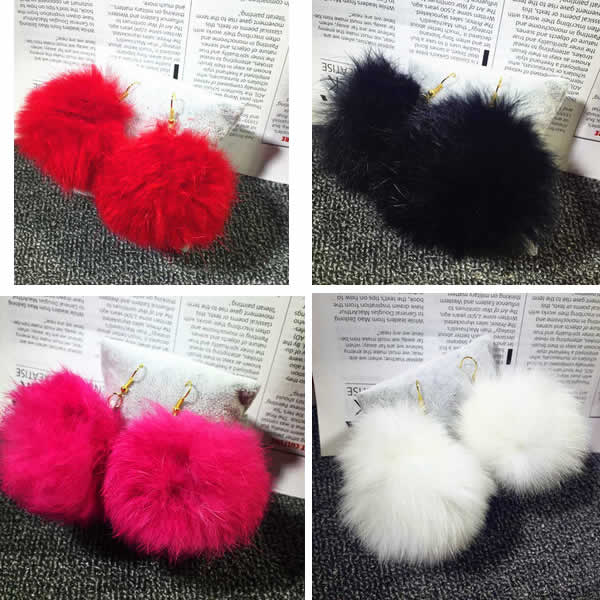 ラビットファーチャームピアス/1個販売 サージカルステンレス316L アメリカンピアス フックピアス ステ..