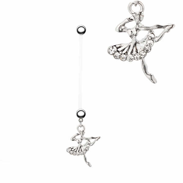 妊婦用 へそピアス バレリーナ 14ゲージ 14G へそぴあす 臍ピアス ヘソピアス ボディピアス テフロン 内径が長い 短い 出産祝い 妊娠 マタニティ ホールケア ママ 赤ちゃん ベビー プレゼント ギフト 柔らかい ヘソピ へそぴ ネイブル ダンス 踊り子 シャフト