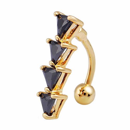 デイジーへそピアス トップダウン 14G 14ゲージ 金色 ゴールド 三角形 トライアングル ジルコニア クリスタル ラインストーン ヘソピアス 臍ピアス ボディピアス サージカルステンレス ネイブル ボディーピアス メンズ レディース へそピ バナナバーベル ヘソピ