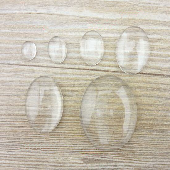 ガラスドームクリアカボションパーツ(オーバル) 1個販売 DIY用 ネックレス イヤリング ミール皿用 人形 ぬいぐるみ 目玉 楕円形 丸型 透明 手作り ハン...