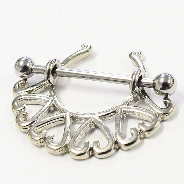 [ 14G ニップル ヘリックス ] ハニーハート ストレートバーベル 14ゲージ 軟骨 乳首 胸 耳 乳輪 ボディピアス メンズ レディース サージカルステンレス316L ボディーピアス シールド カフ型 プレゼント ギフト 彼女 人気 女性 可愛い 胸 バスト ブラ 別売り16Gに変更可能