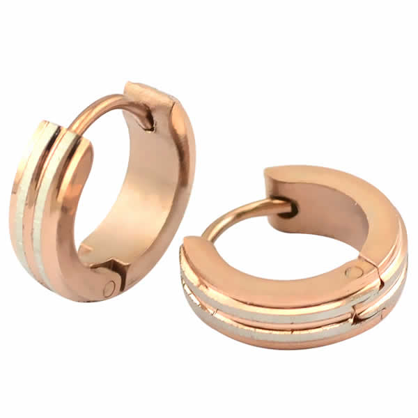 ピンクゴールド ロッセラフープピアス 1個販売 サージカルステンレス316L メンズ レディース ステンレスピアス 金属アレルギー 軟骨 耳 中折れ 18G 1...