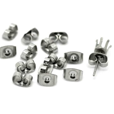 サージカルステンレスキャッチ(留具)/1個販売 サージカルステンレス316L ステンレスピアス用 パーツ DIY用 落ちない 落ちにくい スタッドピアス用 キャッチピアス用 ポスト ハンドメイド ピアスのキャッチ クラフト 部品 留め金 止具 止め具 シンプル 定番 金具