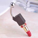 ルージュへそピアス 14G 14ゲージ 口紅 おもしろ クチベニ 面白い モチーフ ユニーク ヘソピアス 臍ピアス ボディピアス サージカルステンレス ネイブル ボディーピアス メンズ レディース へそピ バナナバーベル ヘソピ ネイベルリング カーブバーベル