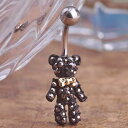 クマのぬいぐるみへそピアス 14G 14ゲージ 可愛い 立体