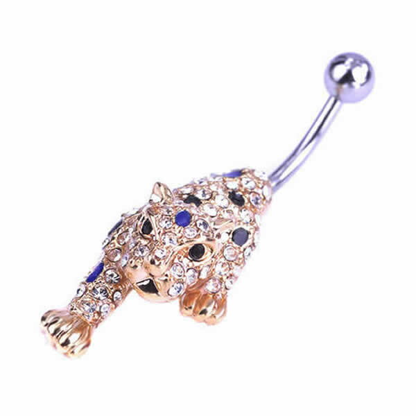 レパードへそピアス 14G 14ゲージ 豹 ヒョウ アニマル 動物 タイガー トラ 虎 ジルコニア クリスタル ラインストーン ヘソピアス 臍ピアス ボディピアス サージカルステンレス ネイブル ボディーピアス メンズ レディース へそピ バナナバーベル ヘソピ おもしろ 面白い