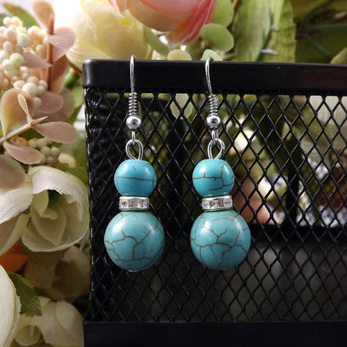 パーカーターコイズステンレスピアス/1個販売 丸 瓢箪 クリスタル サージカルステンレス316L トルコ石 インディアンジュエリー メンズ レディース ステンレスピアス 揺れる フックピアス アメリカンピアス 天然石 低アレルギー チャーム ボヘミアン 20G 20ゲージ プレゼント