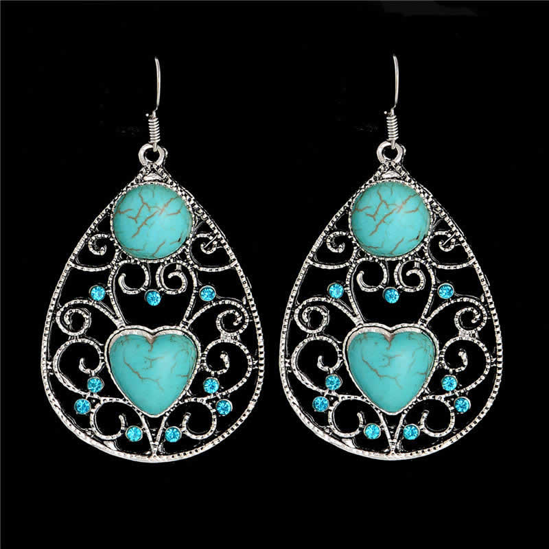 タンデライオンターコイズステンレスピアス/1個販売 ハート サージカルステンレス316L トルコ石 インディアンジュエリー メンズ レディース ステンレスピアス 揺れる フックピアス アメリカンピアス 天然石 低アレルギー チャーム ボヘミアン 20G 20ゲージ アンティーク