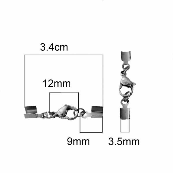 3.5mm皮ひも用 3.5ミリテグス用 3.5mmコード用コードチェーンステンレスエンドパーツ2個カニカンステンレスパーツ1個/1セット ネックレス DIY ブレスレット 引き輪 留め金具 止め金具 アクセサリーパーツ バラ売り ホビー カニの爪 ナスカン 3ミリ以下 3mm以下 部品 材料