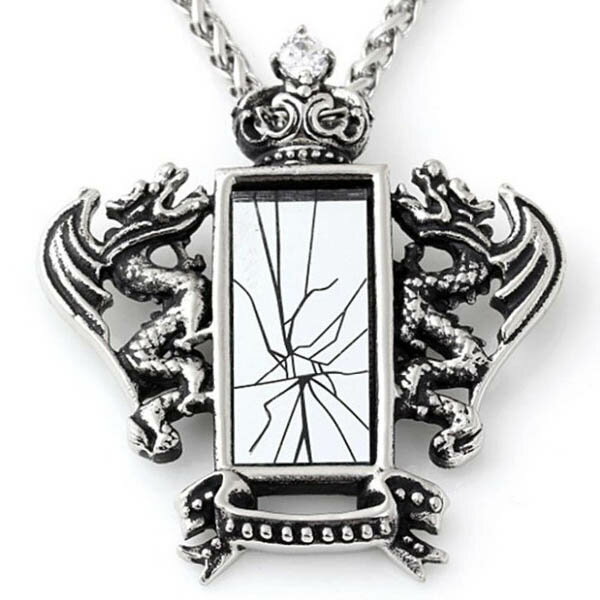 ドラゴンミラーペンダント 鏡 おもしろ 王冠 クラウン キング 竜 龍 サージカルステンレス ネックレス ..