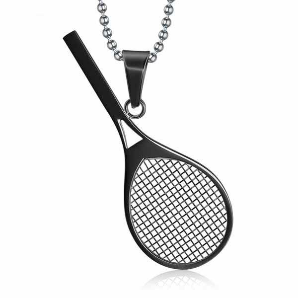 テニスラケットペンダント ブラック 黒色 リアル おもしろ ネックレス パーツ サージカルステンレス316L メンズ レディース ブラック チョーカー ペンダン...