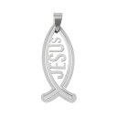 Jesusステンレスペンダントトップ ジーザス サカナ 魚 フィッシュ サージカルステンレス316L ネックレス パーツ メンズ レディース トップ ペア チョ...