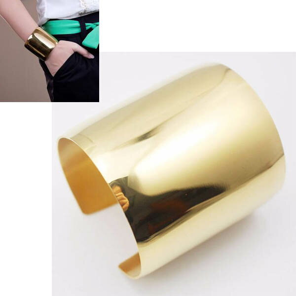 エクストラワイド ステンレス バングル ゴールド アームレット 腕輪 サージカルステンレス316L メンズ レディース 腕輪 手首 アクセサリー 二の腕 フリー...