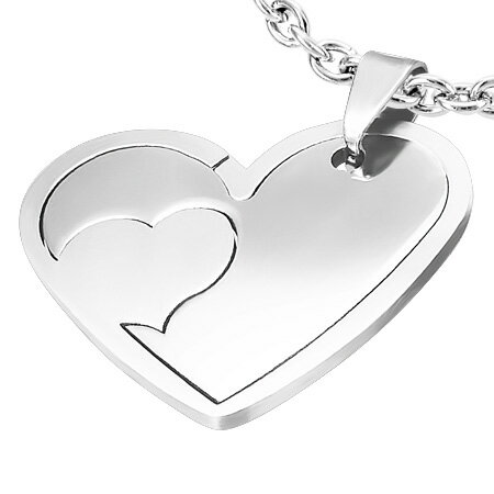 ダブルハートステンレスペンダントトップ 1個販売 2つのパーツ 面白い 可愛い 人気 2枚 サージカルステンレス316L ネックレス メンズ レディース ペアル...
