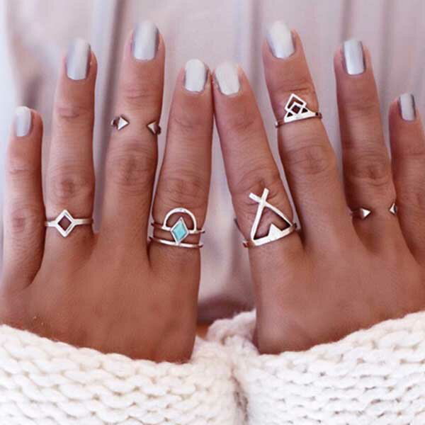 ボヘミアンヴィンテージファランジリング(6本セット) 指輪 ボヘミアン チップリング メンズ レディース フォークリング ミディリング フィンガーリング インデ...