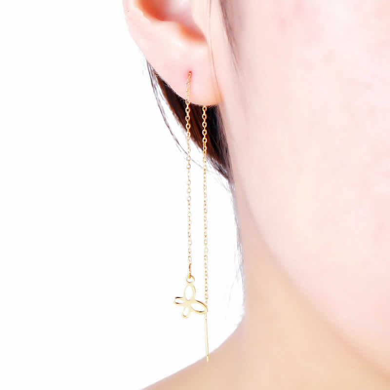 ゴールドアゲハステンレスチェーンピアス/1個販売 サージカルステンレス316L 低アレルギー アメリカン..