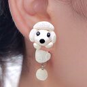 フィギアピアス(プードル)/1個販売 イヌ 白い犬 ドッグ バックキャッチピアス 面白い 手作り ピアス ユニーク おもちゃ アニマル 動物 立体ピアス 3D シングルピアス 揺れる おもしろ オモシロ 手作り ジャケットピアス ハンドメイド トイプードル トイプー
