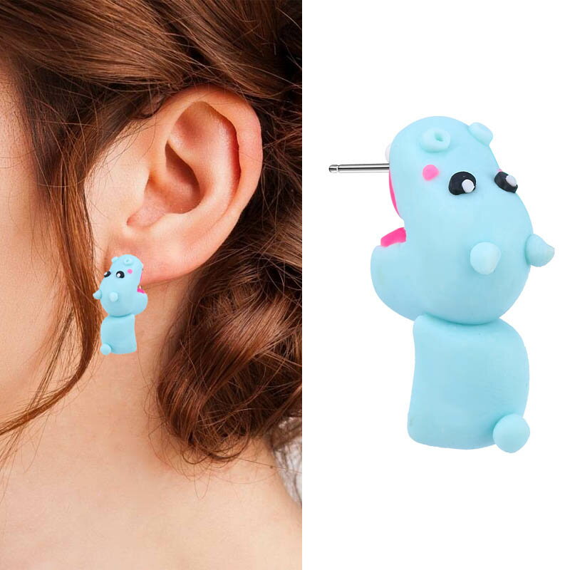 楽天ピアス専門ショップGreen Piercingフィギアピアス（カバ）/1個販売 河馬 かば 噛みつき 面白い 手作り ユニーク おもちゃ アニマル 動物 立体ピアス 3Dファッションピアス メンズ レディース ハンドメイド おもしろピアス 人形 ヌイグルミ 立体 オモシロ ネタ 笑 20G 20ゲージ プレゼント ギフト 噛む 人気