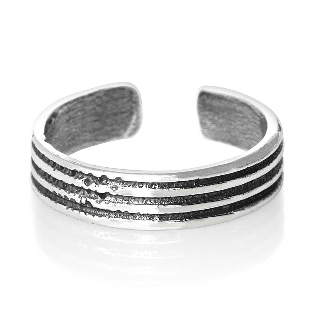 ストライプ トゥリング シルバー925 スターリングシルバー シルバーリング 足の指輪 トーリング 足のリング フォークリング ピンキーリング フリーサイズ レ...
